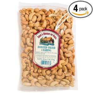 Anns Roasted And Salted Cashews, 16 Ounce Container (Pack of 4 