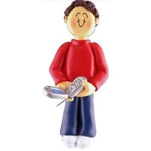  Brunette Male Cell Phone Christmas Ornament: Sports 