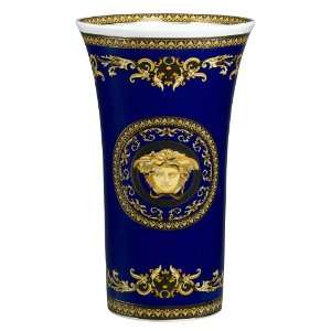   Versace by Rosenthal Medusa Blue 13 1/2 Inch Vase