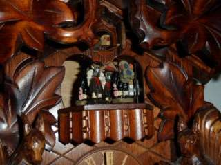 Large 8 Day Musical Hand Carved German Cuckoo Clock  