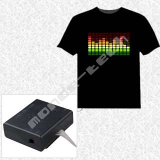 Sound Activated Light up and down Flash LED EL T Shirt  