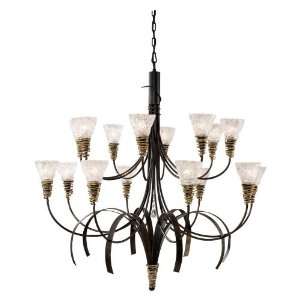    BKG Equinox 16 Light Chandelier   47W in. Black with Gold Highlights