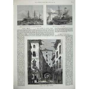   1873 Spain Street Barcelona Ship London Bridge Whale: Home & Kitchen