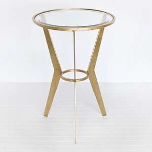 Worlds Away Wilma G Retro Round Gold Table Furniture 