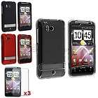 For HTC ThunderBolt 4G 3pc Hard Case Clear+Black+White Phone Cover+3x 