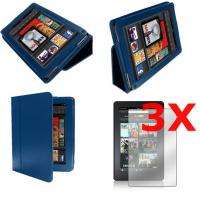   360 Degree Leather Case + 3X LCD Protectors for  Kindle Fire 7