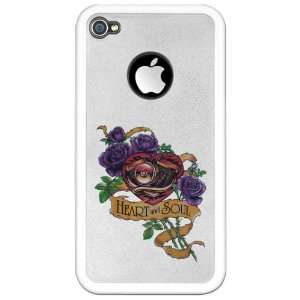  iPhone 4 or 4S Clear Case White Heart and Soul Roses and 
