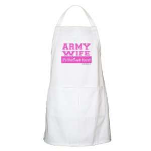    Military Backer Army Wife Hoorah (Pink) Apron: Home & Kitchen