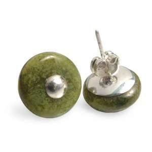  Serpentine button earrings, Natural Minimalism Jewelry