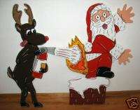 Santa Claus on Fire Christmas Yard Art Decoration  