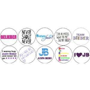   of 10 JUSTIN BIEBER QUOTES Mini 1.25 Pinback Buttons Pins / Badges