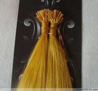 OK 20 Remy Human Hair Extensions Stick Tip 100Strands #yellow 