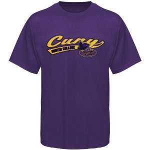 Hunter College Hawks Purple Logo Script T shirt  Sports 