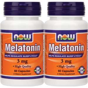  Now Foods Melatonin 3 mg, 60 caps (Pack of 2) Health 