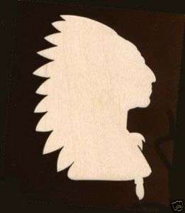 Indian Chief Silhouette 4 Craft Wood Cutout #776 4  