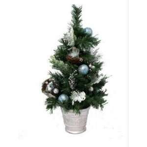Tiffany Iced Blue Pre Decorated Potted Artificial Christmas Tree 