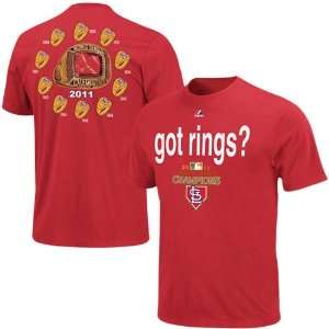   2011 World Series Champions Got Rings T Shirt   Red (Medium): Sports