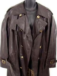 Rare vintage 60s Ian Mankin Dark Brown Leather Trenchcoat Coat Jacket 