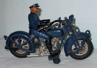 Hubley Large 9 Police Motorcycle & Driver Cast Iron Vintage Antique 