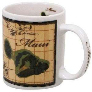  Hawaiian Coffee Mugs 4 Pack Maui Map