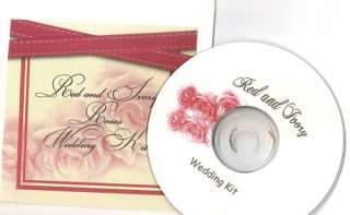 Delux Red and Ivory Roses Wedding Invitation Kit on CD  