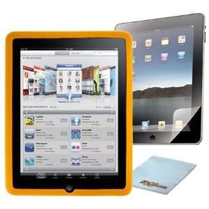 iPad 1st Gen Wi Fi / 3G Orange Rubber Skin Silicone Case + LCD Screen 