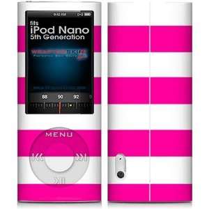 iPod Nano 5G Skin Kearas Psycho Stripes Hot Pink and White Skin and 