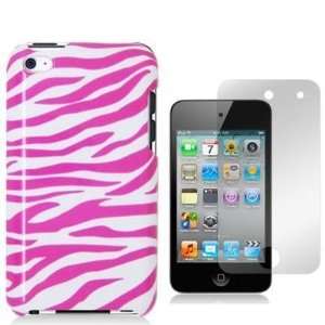  Pink / White Zebra Design Crystal Hard Skin Case Cover + LCD Screen 