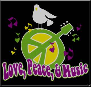 Love Peace Music Guitar Retro Shirt S L,XL,2X,3X,4X,5X  