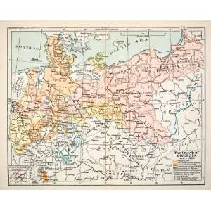  Print Map Growth Prussia Kingdom Hanover Province Brandenburg Russia 