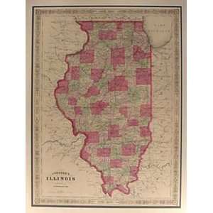  Johnson 1864 Antique Map of Illinois