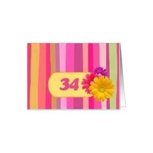 Invitation.34th Birthday Party. Colorful Design Card: Toys 