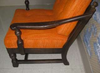 Ethan Allen Royal Charter Orange Upholstered Pub Chair  