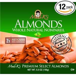 Madi Ks Whole Natural Almonds, 5.5 Ounce Pouches (Pack of 12)  