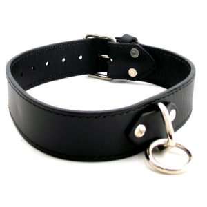  M2m Collar, Leather With O ring, Large/xlarge, Black 