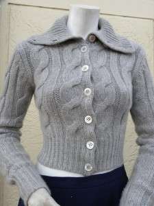 JOIE GORGEOUS THICK MULTI PLY 100% CASHMERE CABLE CARDIGAN SZ S  