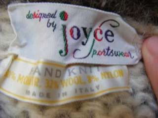   MOHAIR Hand Knit JOYCE Sportswear Ivory Brown Sweater S/M Italy Wool