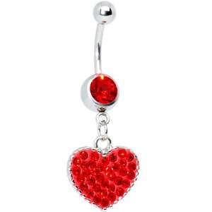  Love Yourself Red Cz Heart Belly Ring: Jewelry