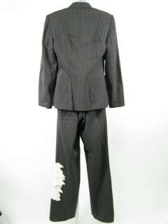 NWT LELA ROSE Brown Pinstripe Blazer Pants Suit Sz 12  