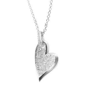 Journee Collection Silvertone Pave set Cubic Zirconia Heart Necklace