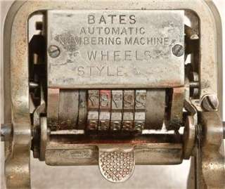 ANTIQUE BATES AUTOMATIC NUMBERING MACHINE WITH BOX  