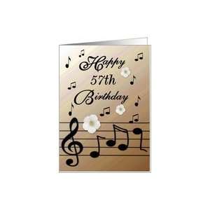   57th Birthday / Brown   Musical Notes & Flowers Card Toys & Games