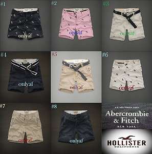 NWT MENS ABERCROMBIE and HOLLISTER Pink/Navy/Khaki SHORTS  