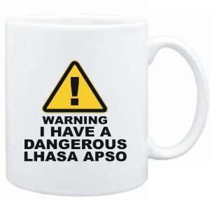   Mug White  WARNING  DANGEROUS Lhasa Apso  Dogs