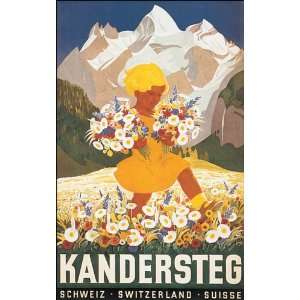  KANDERSTEG SWITZERLAND SUISSE ALPS SPRING GIRL FLOWERS 