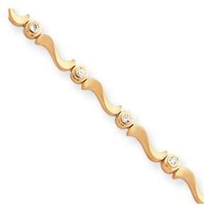  Gold plated Bezel CZ S Link Bracelet   8.25 Inch 