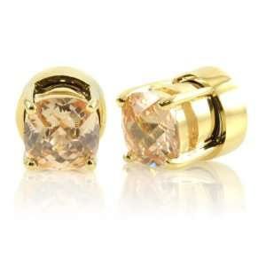  Kindles Champagne CZ Magnetic Earrings   Gold Tone 