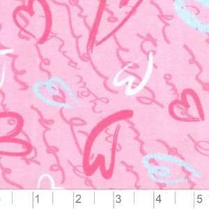  58 Wide Rib Knit Love Notes Pink Fabric By The Yard 