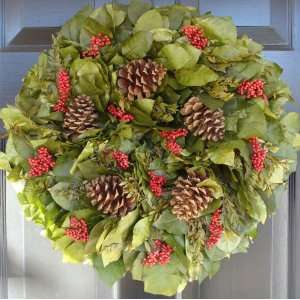  Holiday Wreath with Berries and Pine Cones: Home & Kitchen