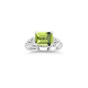  0.04 Cts Diamond & 3.60 Cts Peridot Ring in Silver 10.0 